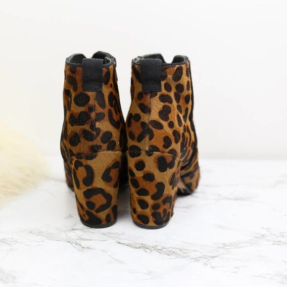 Boden Brown Leopard Print Pony Hair Ankle Boots SIZE 38 Women's - Picture 6 of 8